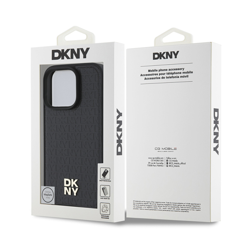 Apple iPhone 16 Pro Case DKNY Original Licensed Magsafe Charging Feature 3D Written Repeat Pattern Cover - 17