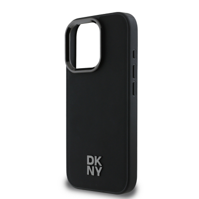 Apple iPhone 16 Pro Case DKNY Original Licensed Magsafe Charging Feature Metal Logo PU Leather Plain Cover - 7