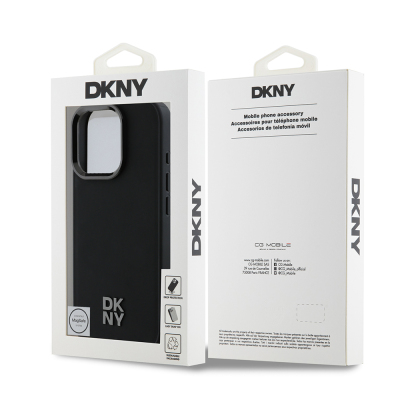 Apple iPhone 16 Pro Case DKNY Original Licensed Magsafe Charging Feature Metal Logo PU Leather Plain Cover - 9