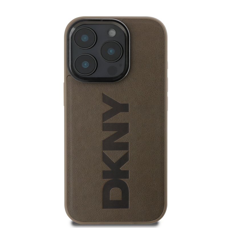 Apple iPhone 16 Pro Case DKNY Original Licensed Magsafe Charging Feature PU Leather Plain Cover - 12