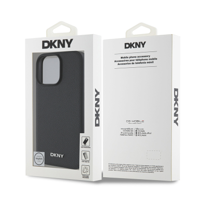 Apple iPhone 16 Pro Case DKNY Original Licensed Magsafe Charging Featured Metal Logo PU Leather Grained Cover - 9