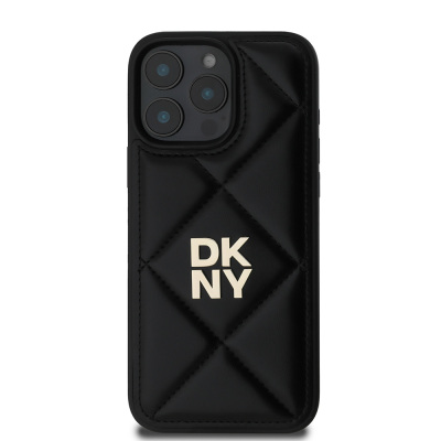 Apple iPhone 16 Pro Case DKNY Original Licensed Quilted Design Metal Logo Leather Cover - 7