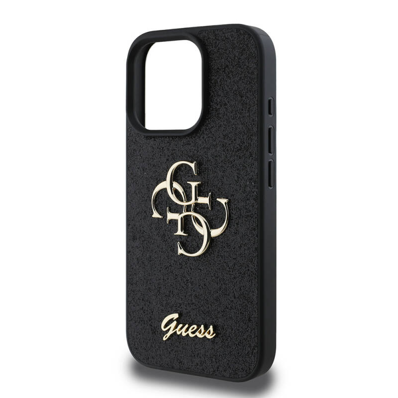 Apple iPhone 16 Pro Case Guess Original Licensed Large Metal Logo 4G Glitter Cover - 6