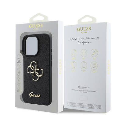 Apple iPhone 16 Pro Case Guess Original Licensed Large Metal Logo 4G Glitter Cover - 11