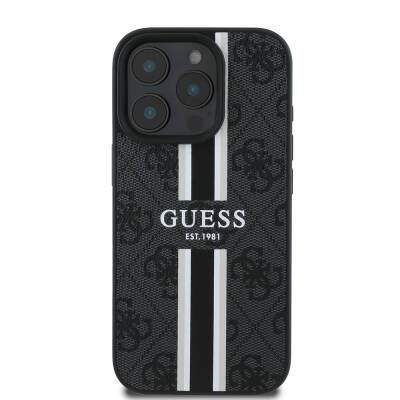 Apple iPhone 16 Pro Case Guess Original Licensed Magsafe Charging Feature 4G Stripe Design Printed Cover - 3