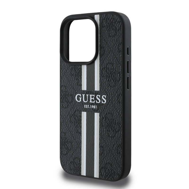 Apple iPhone 16 Pro Case Guess Original Licensed Magsafe Charging Feature 4G Stripe Design Printed Cover - 6