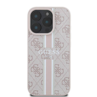 Apple iPhone 16 Pro Case Guess Original Licensed Magsafe Charging Feature 4G Stripe Design Printed Cover - 9