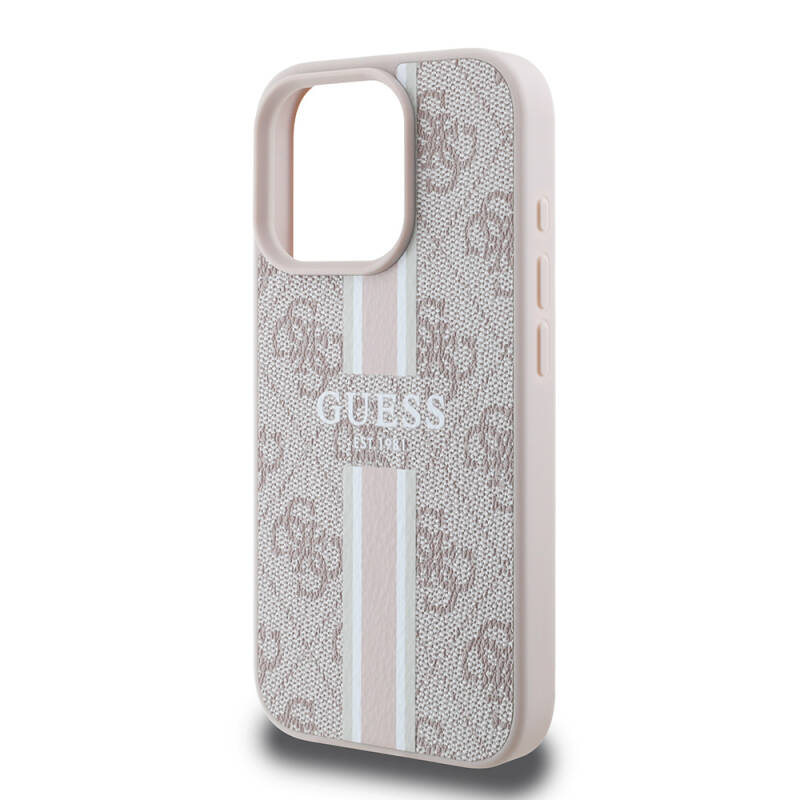 Apple iPhone 16 Pro Case Guess Original Licensed Magsafe Charging Feature 4G Stripe Design Printed Cover - 12