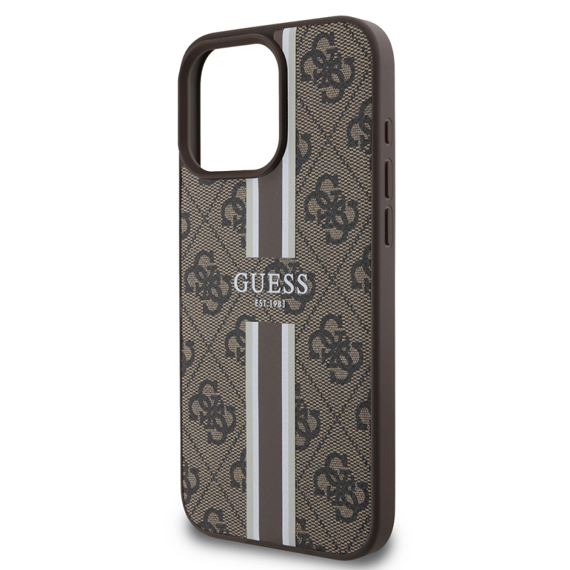 Apple iPhone 16 Pro Case Guess Original Licensed Magsafe Charging Feature 4G Stripe Design Printed Cover - 23