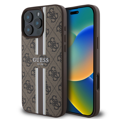 Apple iPhone 16 Pro Case Guess Original Licensed Magsafe Charging Feature 4G Stripe Design Printed Cover - 2