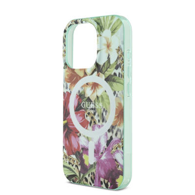 Apple iPhone 16 Pro Case Guess Original Licensed Magsafe Charging Feature IML Printed Jungle Ring Cover - 7