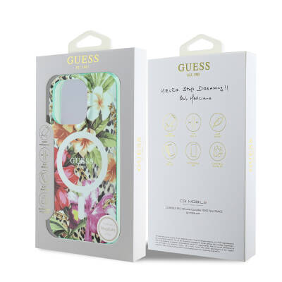 Apple iPhone 16 Pro Case Guess Original Licensed Magsafe Charging Feature IML Printed Jungle Ring Cover - 9