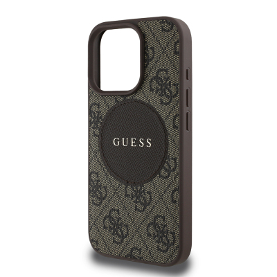 Apple iPhone 16 Pro Case Guess Original Licensed Magsafe Charging Feature Text Logo Circle Classic Cover - 14