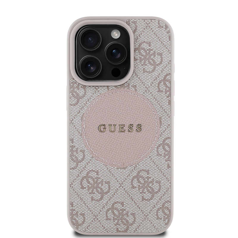 Apple iPhone 16 Pro Case Guess Original Licensed Magsafe Charging Feature Text Logo Circle Classic Cover - 4