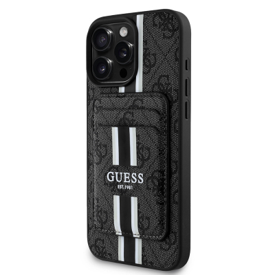 Apple iPhone 16 Pro Case Guess Original Licensed Magsafe Charging Featured 4G Patterned Striped Card Holder Cover - 2