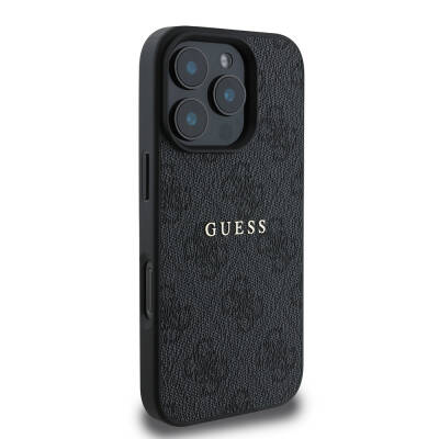 Apple iPhone 16 Pro Case Guess Original Licensed Magsafe Charging Featured 4G Patterned Text Logo Cover - 5