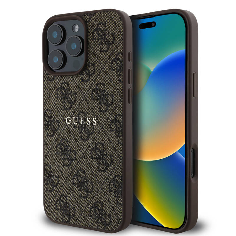 Apple iPhone 16 Pro Case Guess Original Licensed Magsafe Charging Featured 4G Patterned Text Logo Cover - 10