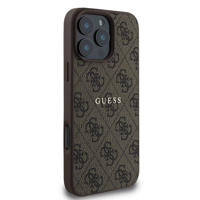 Apple iPhone 16 Pro Case Guess Original Licensed Magsafe Charging Featured 4G Patterned Text Logo Cover - 14