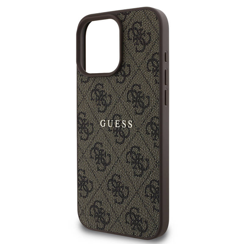 Apple iPhone 16 Pro Case Guess Original Licensed Magsafe Charging Featured 4G Patterned Text Logo Cover - 16