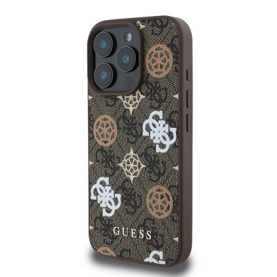 Apple iPhone 16 Pro Case Guess Original Licensed Magsafe Charging Featured 4G Patterned Text Logo Peony Cover - 3