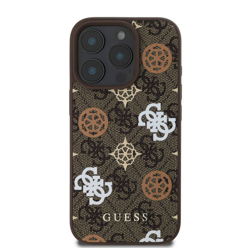 Apple iPhone 16 Pro Case Guess Original Licensed Magsafe Charging Featured 4G Patterned Text Logo Peony Cover - 4