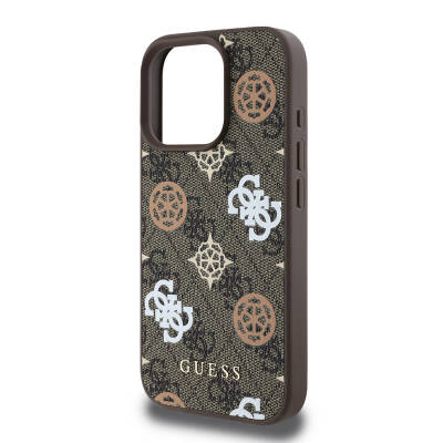 Apple iPhone 16 Pro Case Guess Original Licensed Magsafe Charging Featured 4G Patterned Text Logo Peony Cover - 7