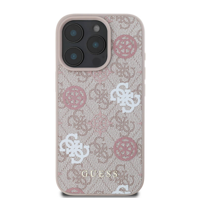 Apple iPhone 16 Pro Case Guess Original Licensed Magsafe Charging Featured 4G Patterned Text Logo Peony Cover - 12