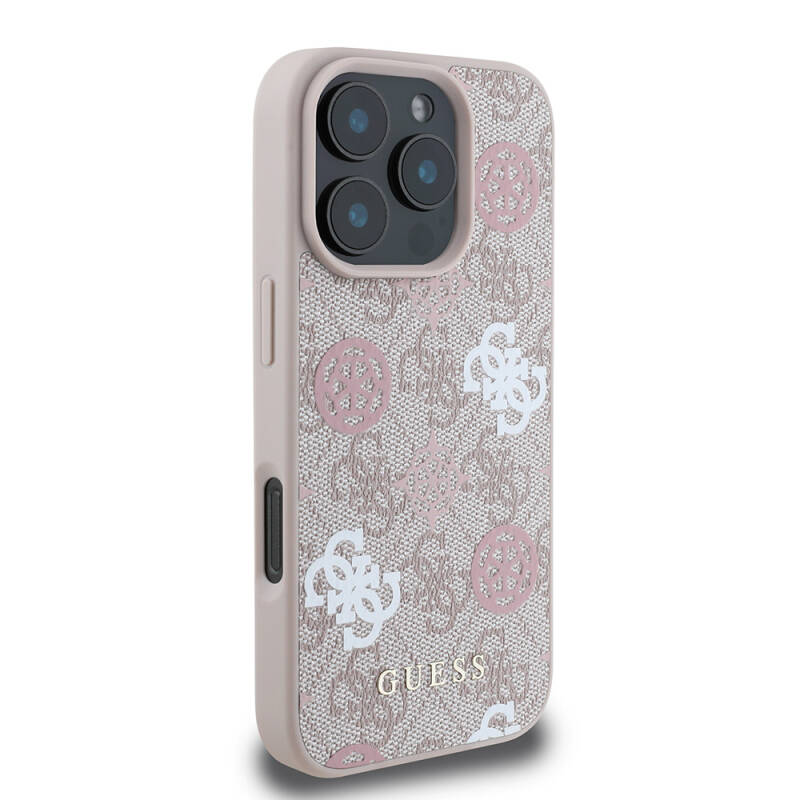 Apple iPhone 16 Pro Case Guess Original Licensed Magsafe Charging Featured 4G Patterned Text Logo Peony Cover - 13