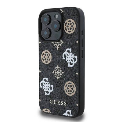 Apple iPhone 16 Pro Case Guess Original Licensed Magsafe Charging Featured 4G Patterned Text Logo Peony Cover - 19