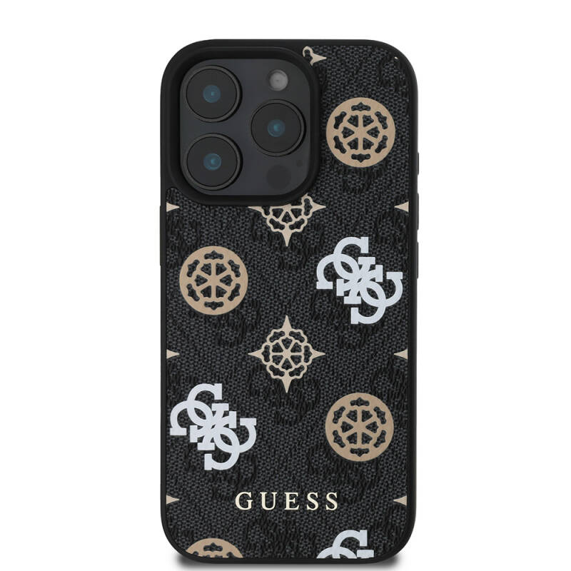 Apple iPhone 16 Pro Case Guess Original Licensed Magsafe Charging Featured 4G Patterned Text Logo Peony Cover - 20