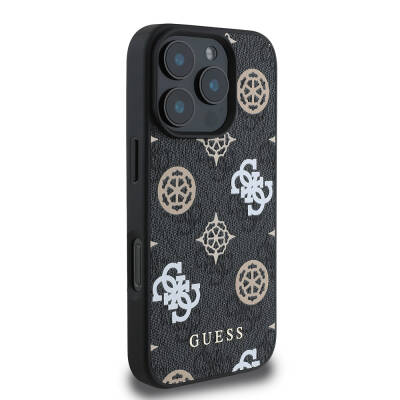 Apple iPhone 16 Pro Case Guess Original Licensed Magsafe Charging Featured 4G Patterned Text Logo Peony Cover - 21