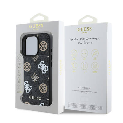 Apple iPhone 16 Pro Case Guess Original Licensed Magsafe Charging Featured 4G Patterned Text Logo Peony Cover - 25