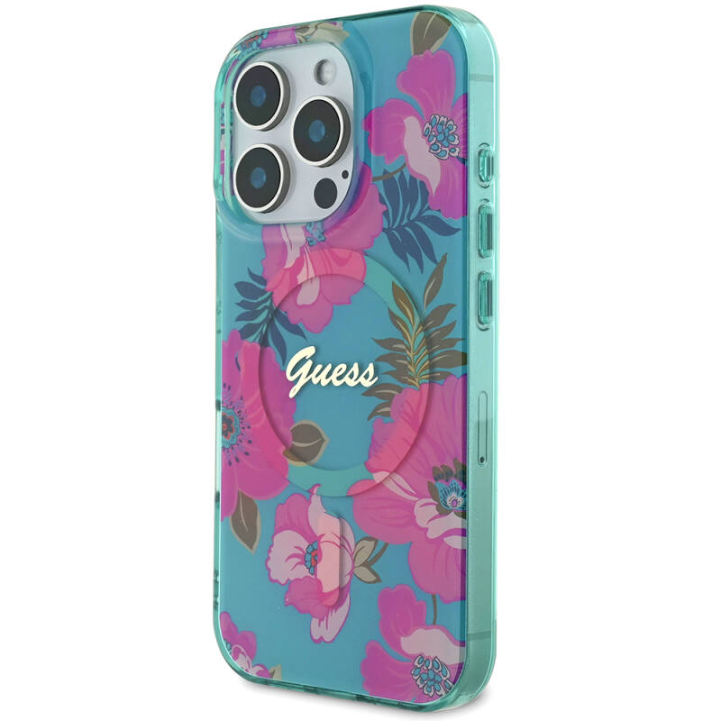 Apple iPhone 16 Pro Case Guess Original Licensed Magsafe Charging Featured Floral Tone Ring Cover - 3