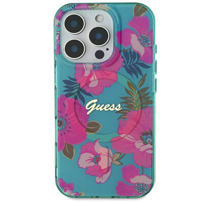 Apple iPhone 16 Pro Case Guess Original Licensed Magsafe Charging Featured Floral Tone Ring Cover - 4