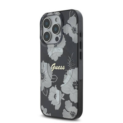 Apple iPhone 16 Pro Case Guess Original Licensed Magsafe Charging Featured Floral Tone Ring Cover - 12