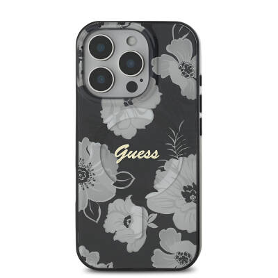 Apple iPhone 16 Pro Case Guess Original Licensed Magsafe Charging Featured Floral Tone Ring Cover - 13