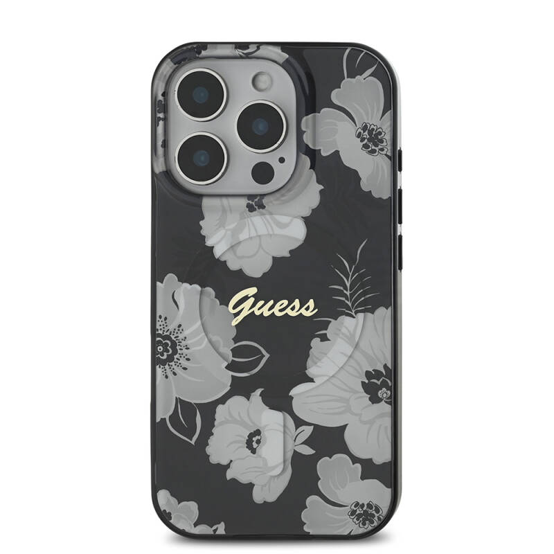 Apple iPhone 16 Pro Case Guess Original Licensed Magsafe Charging Featured Floral Tone Ring Cover - 13