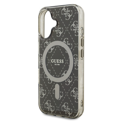 Apple iPhone 16 Pro Case Guess Original Licensed Magsafe Charging Featured IML Printed Classic Logo 4G Patterned Cover - 7