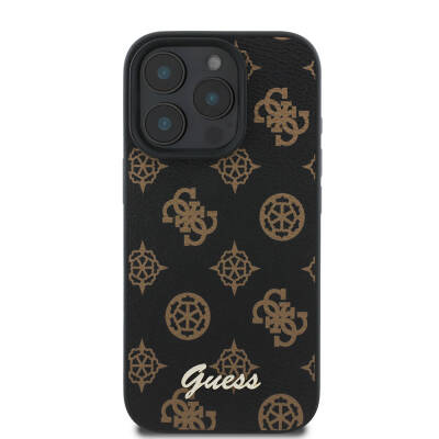 Apple iPhone 16 Pro Case Guess Original Licensed Magsafe Charging Featured Peony Cover with Text Logo - 5