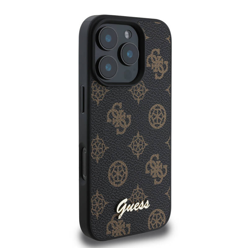 Apple iPhone 16 Pro Case Guess Original Licensed Magsafe Charging Featured Peony Cover with Text Logo - 6