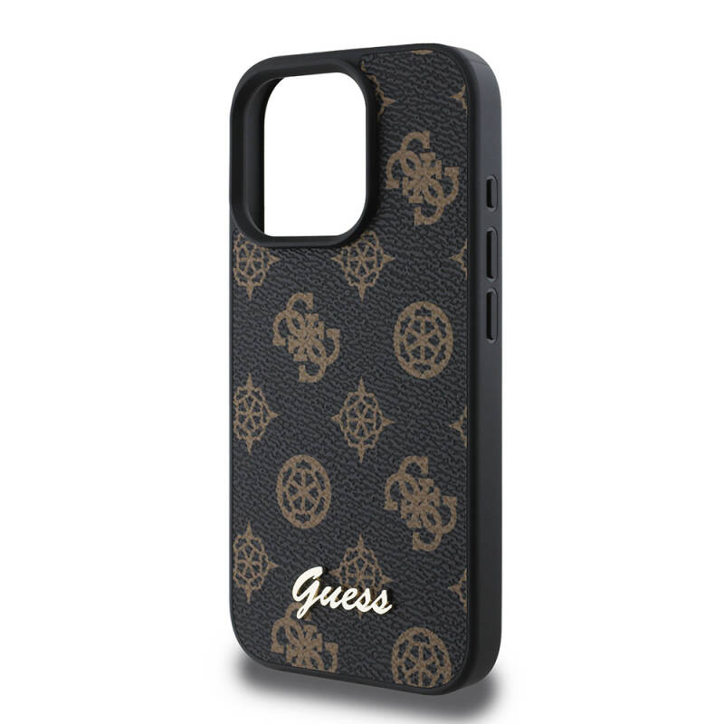 Apple iPhone 16 Pro Case Guess Original Licensed Magsafe Charging Featured Peony Cover with Text Logo - 8