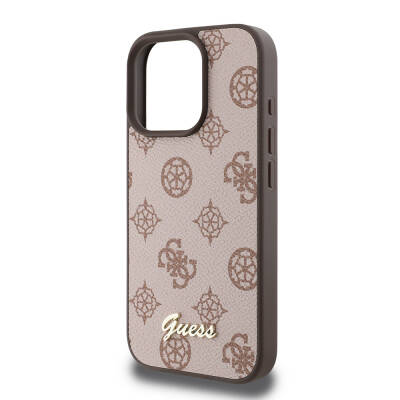 Apple iPhone 16 Pro Case Guess Original Licensed Magsafe Charging Featured Peony Cover with Text Logo - 15