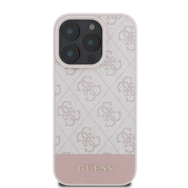 Apple iPhone 16 Pro Case Guess Original Licensed Magsafe Charging Featured PU Leather Stripe Logo Designed Cover - 7