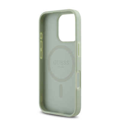 Apple iPhone 16 Pro Case Guess Original Licensed Magsafe Grained Cover Charging Feature and Text Logo - 25