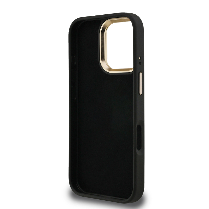 Apple iPhone 16 Pro Case Guess Original Licensed PU Leather 4G Patterned Metal Big 4G and Text Logo Camera Stand Cover - 25
