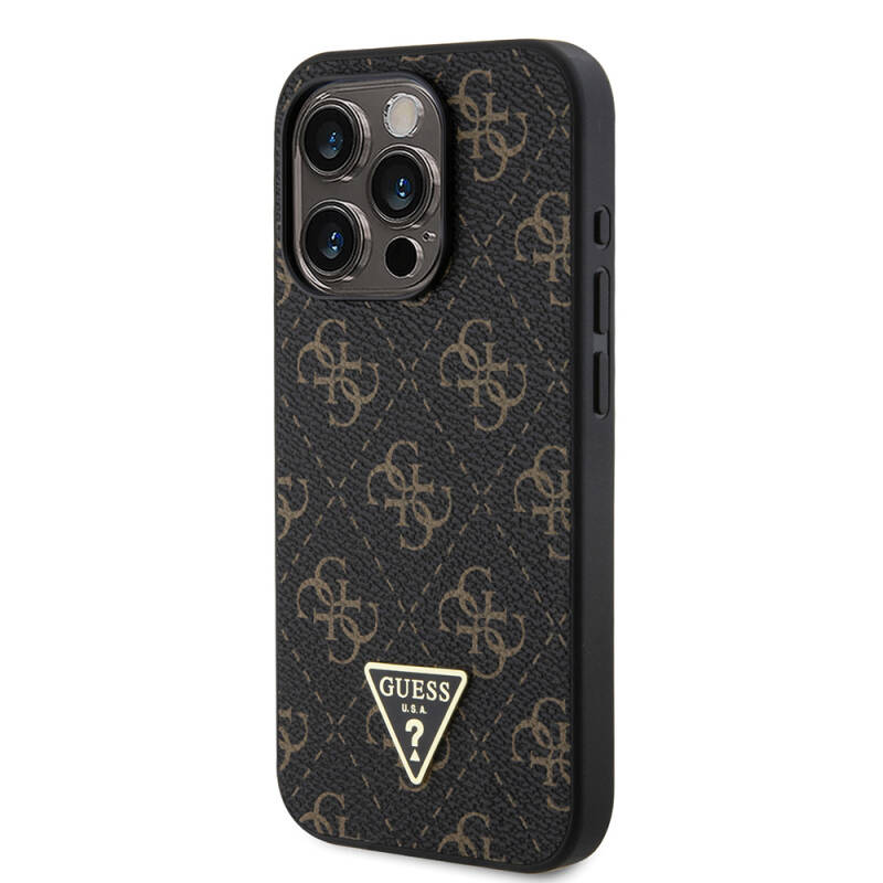 Apple iPhone 16 Pro Case Guess Original Licensed PU Leather 4G Patterned Triangle Logo Cover - 2