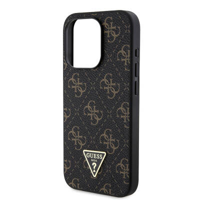 Apple iPhone 16 Pro Case Guess Original Licensed PU Leather 4G Patterned Triangle Logo Cover - 6