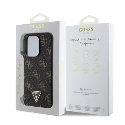 Apple iPhone 16 Pro Case Guess Original Licensed PU Leather 4G Patterned Triangle Logo Cover - 8