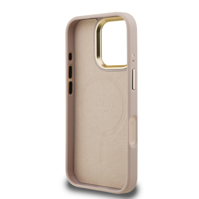 Apple iPhone 16 Pro Case Guess Original Licensed PU Leather Stone Triangle Logo 4G Patterned Camera Stand Cover - 10