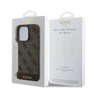Apple iPhone 16 Pro Case Guess Original Licensed PU Leather Stripe Logo Design Cover - 18